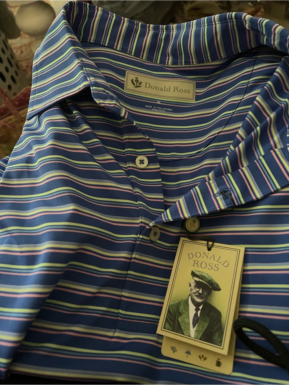 Donald Ross Men's Blue Striped Polo